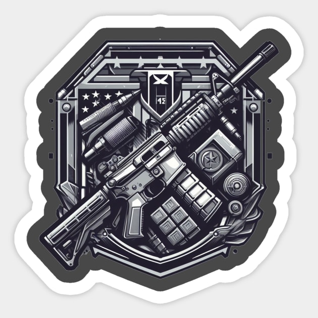 Tactical Assault Rifle: Military-Inspired Graphic Sticker by BattlegroundGuide.com